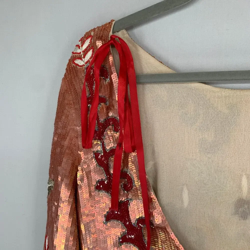 Needle & Thread Tapestry Motif Mini Dress US 6 Rose Gold Sequin Cocktail - Picture 12 of 16